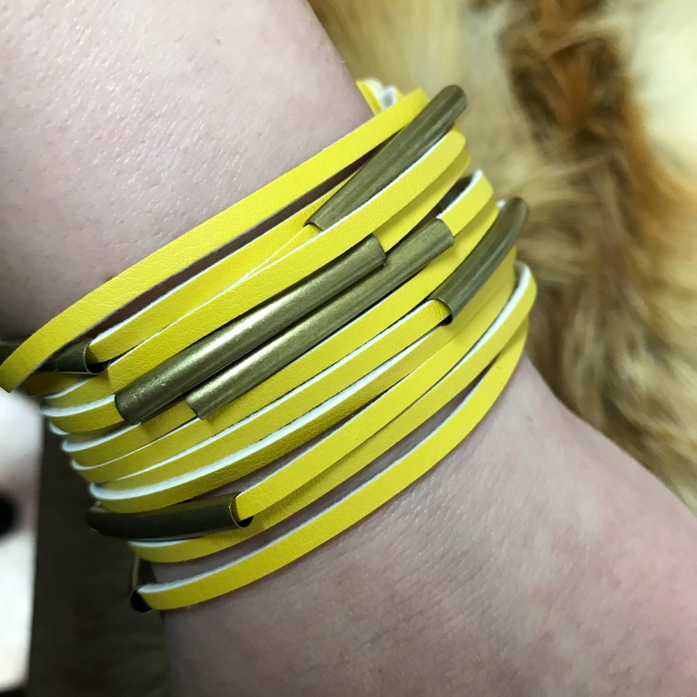 NWOT YIK FUNG Brand Yellow Leather Bracelet
